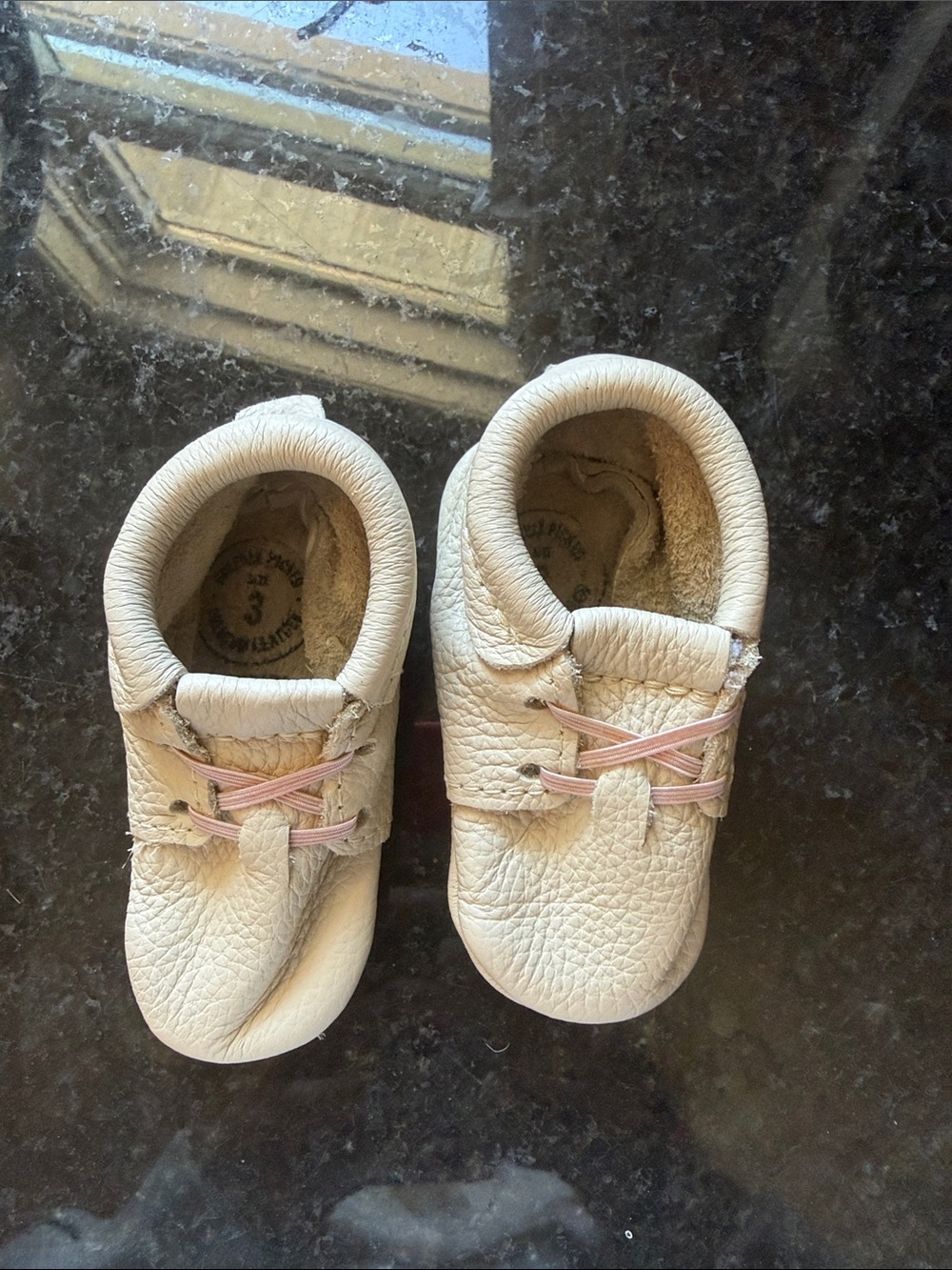 Freshly Picked Cream Moccasins with Pink Laces